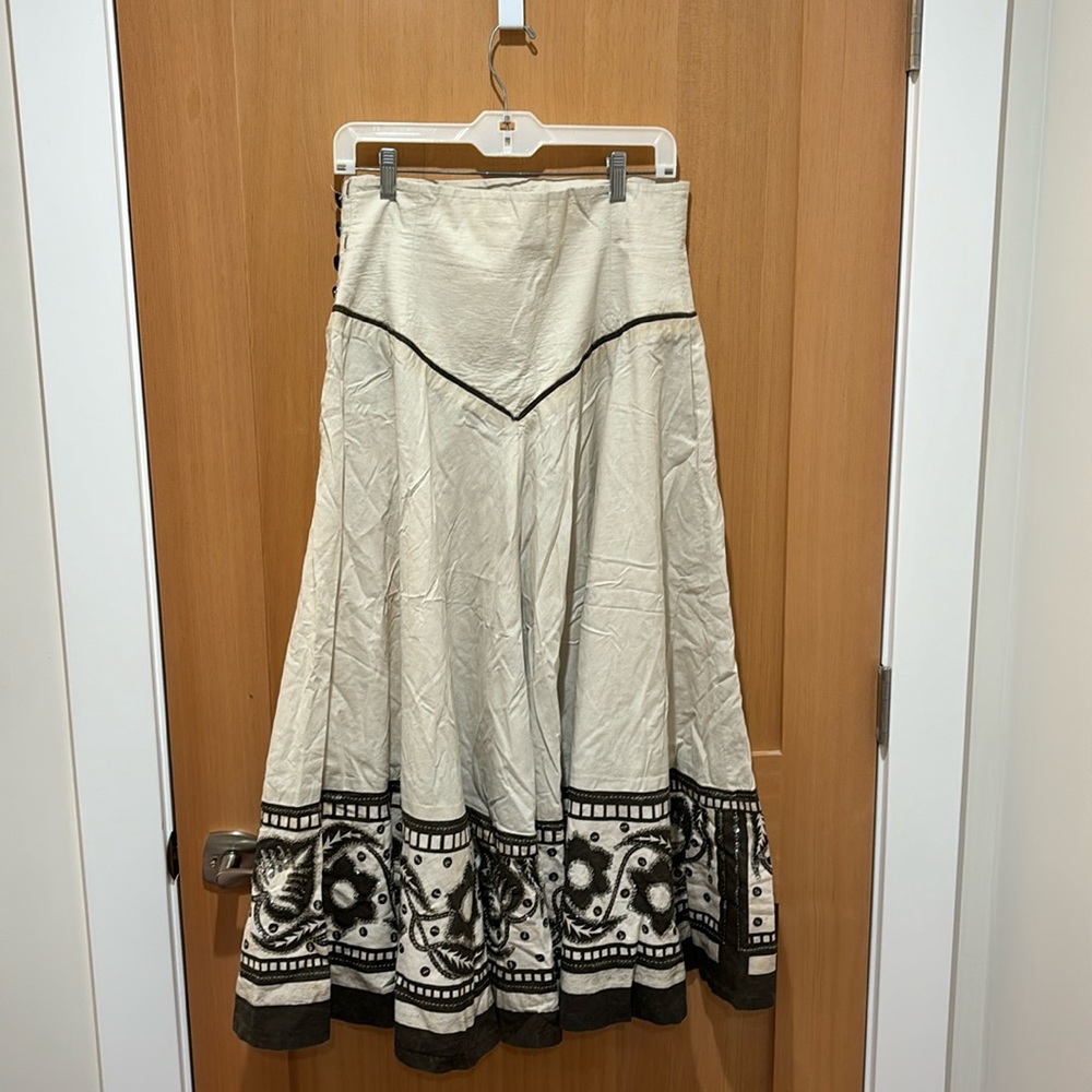 Vintage hand-painted Mexican circle skirt with iridescent sequins